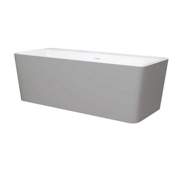 Freistehende Badewanne Balneo ROMA NO RIM 170 x 80 cm weiß/grau Acryl mit Rahmen aus Edelstahl und 6 Stabilisierungsfüßen, mit Überlauf und weißem Stopfen