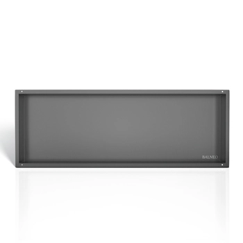 Balneo Wall Box No rim Gun Metall Nischenregal 90 x 30 x 10 cm aus gebürstetem Edelstahl ohne Flansch
