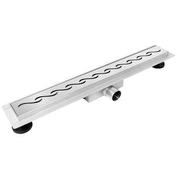 Balneo Decor Next Wave Bodenablauf 90 cm mit Dekorpanel aus gebürstetem Edelstahl mit niedrigem Siphon und tiefem Schlammfang