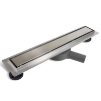 Bodenablauf Balneo 360 Drain 50 cm beidseitig mit gebürstetem Edelstahlpaneel und drehbarem Siphon