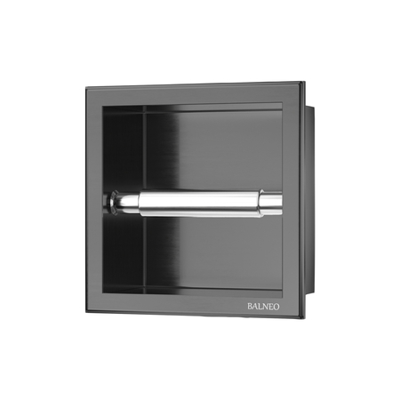 Balneo Wall Box Papierhalter 1 Gun Metal eingebaut in eine Wand aus Edelstahl