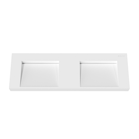 Waschbecken Seravia Solid Surface, Coco White, mit doppeltem linearem Ablauf, 140 cm
