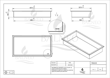 Balneo Wall Box One White Nischenablage 60 x 30 x 10 cm weiß aus Edelstahl mit Rand