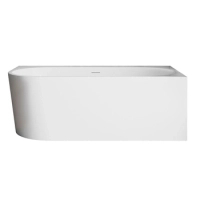Freistehende Badewanne Ecke rechts Balneo AVOLA PLUS NO RIM 160 x 75 cm weiß Acryl mit Rahmen aus Edelstahl und 6 Stabilisierungsfüßen, mit Überlauf und weißem Stopfen