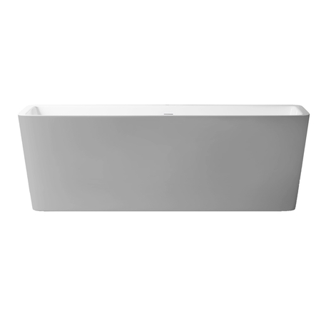 Freistehende Badewanne Balneo ROMA NO RIM 170 x 80 cm weiß/grau Acryl mit Rahmen aus Edelstahl und 6 Stabilisierungsfüßen, mit Überlauf und weißem Stopfen