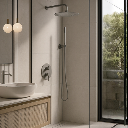 Balneo Cascade Brausebatterie 2er-Set aus Rotguss