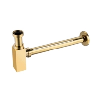 Balneo-Waschbecken-Siphon aus Messing, goldfarben, quadratisch