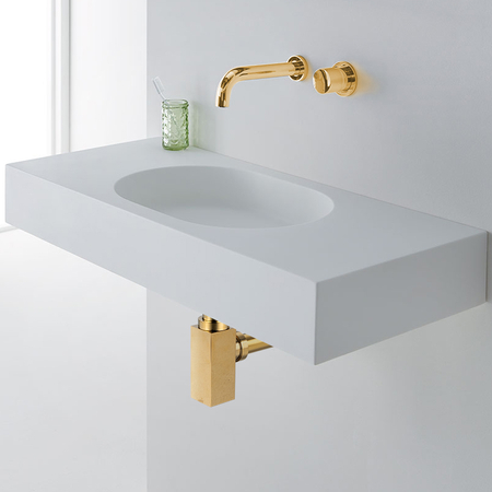 Balneo-Waschbecken-Siphon aus Messing, goldfarben, quadratisch