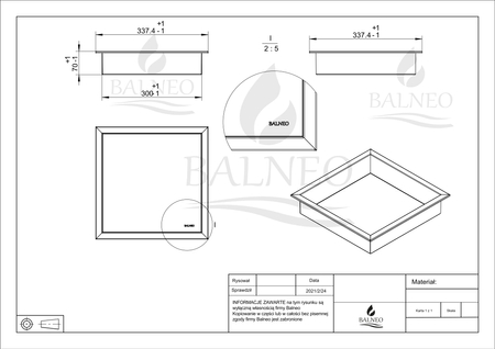 Balneo Wall Box One Inox Nischenablage 30 x 30 x 7 cm aus gebürstetem Edelstahl mit Rand