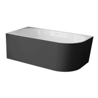 Freistehende Badewanne Ecke links Balneo AVOLA NO RIM 170 x 80 cm weiß/schwarz Acryl mit Rahmen aus Edelstahl und 6 Stabilisierungsfüßen, mit Überlauf und weißem Stopfen