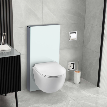 Balneo Fix-Frame Glass Milky WC-Aufputz-Spülkasten, weiß, aus gehärtetem Glas