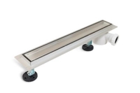 Bodenablauf Balneo Side Drain 50 cm beidseitig mit gebürstetem Edelstahlpaneel und seitlichem Siphon