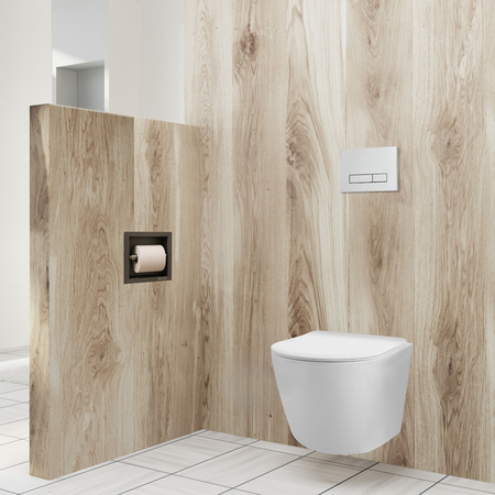 Balneo Wall Box Papierhalter 1 Gun Metal eingebaut in eine Wand aus Edelstahl