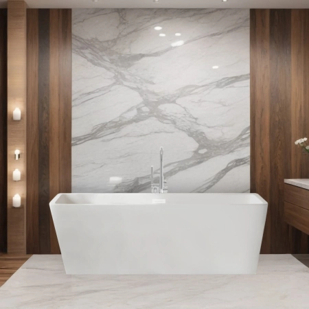 Freistehende Balneo ROMA Badewanne 170 x 80 cm weiß, Acryl, mit Edelstahlrahmen und 6 Stabilisierungsfüßen, mit Überlauf und Stopfen in White