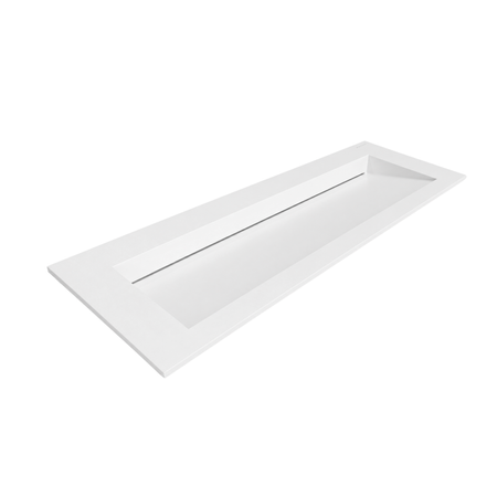 Waschbecken ALVERIA Solid Surface Coco White mit linearem Ablauf 80 cm