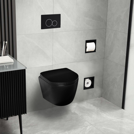 Balneo Luxa Wand-WC rimless schwarz ohne Spülrand mit Softclose-Absenkautomatik-Sitz aus Duroplast