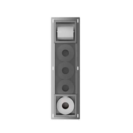 Balneo Wall Box Papierhalter 2 Gun Metal mit Ablage in der Wand in Edelstahl eingebaut
