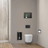 Schowek na szczotkę WC Balneo Wall Box Brush S Black Glass wbudowany w ścianę ze stali nierdzewnej