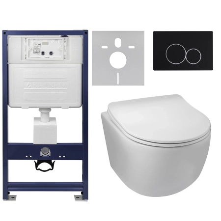 Balneo Unterputz-WC-Set, Fix-Frame Standard-Rahmen mit weißer Luna-WC-Schüssel und einer Taste zur Auswahl zwischen LXO und EXO
