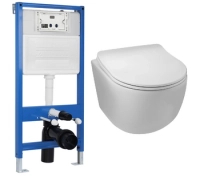 Balneo Vorwand-WC-Set Fix-Frame Slim Next mit weißer WC-Schüssel Luna Tornado