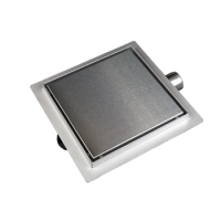 Quadratischer Bodenablauf Balneo SQ-Drain 15 x 15 cm beidseitig aus gebürstetem Edelstahl