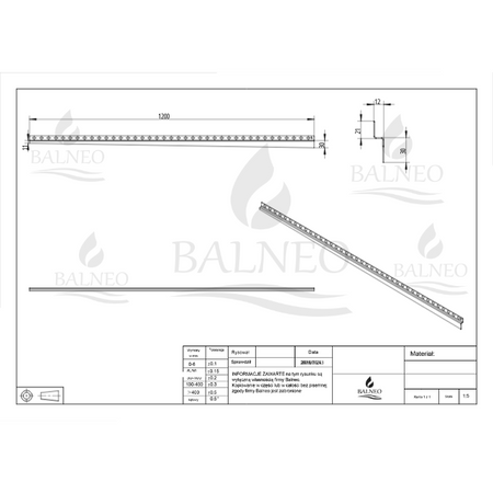 Balneo Gefälleleiste Kupfer Wandmontage links 120 cm