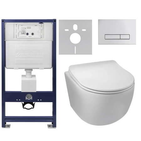 Balneo Unterputz-WC-Set, Fix-Frame Standard-Rahmen mit weißer Luna-WC-Schüssel und einer Taste zur Auswahl zwischen LXO und EXO