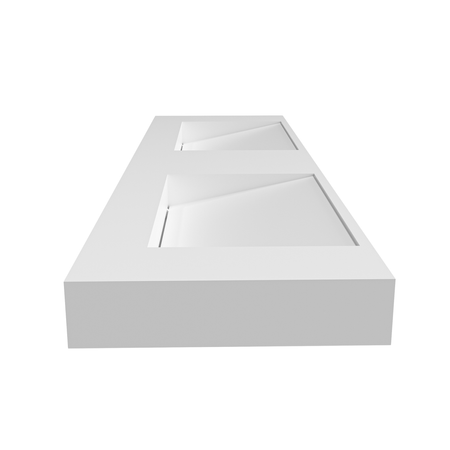 Waschbecken Seravia Solid Surface, Coco White, mit doppeltem linearem Ablauf, 140 cm