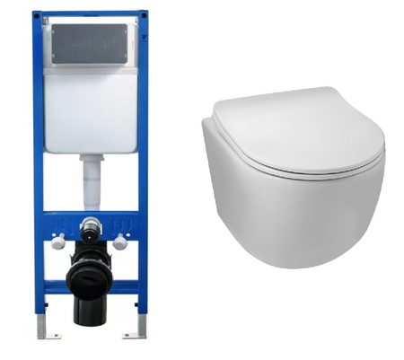 Balneo Vorwand-WC-Set Fix-Frame Narrow mit weißer WC-Schüssel Luna Tornado