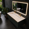 Waschbecken ALVERIA Solid Surface Coco White mit linearem Ablauf 80 cm
