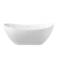 Freistehende Balneo PARMA Badewanne 170 x 72 cm weiß, Acryl, mit Edelstahlrahmen und 6 Stabilisierungsfüßen, mit Überlauf und Stopfen in White