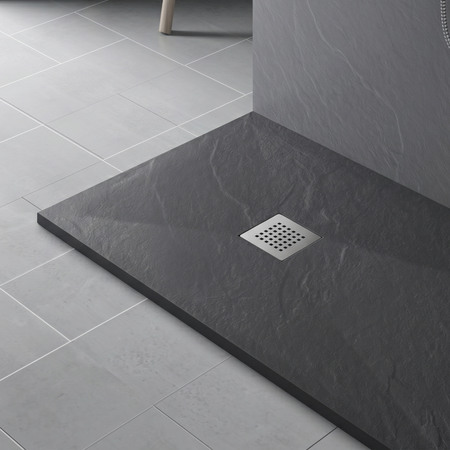 Komposit-Duschwanne Balneo Stone Tray 110 x 90 x 2,5 cm dunkelgrau flach rechteckig