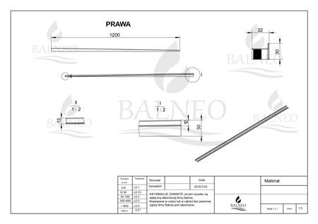 Gefälleprofil Balneo Inox Boden rechts 120 cm