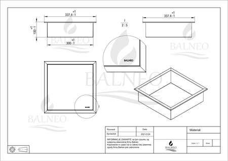 Balneo Wall Box One Black Nischenablage 30 x 30 x 10 cm schwarz aus Edelstahl mit Rand