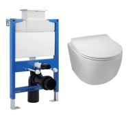Balneo Vorwand-WC-Set Fix-Frame Low mit weißer WC-Schüssel Luna Tornado