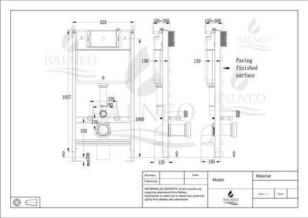 Balneo Unterputz-WC-Set, Fix-Frame Standard-Rahmen mit weißer Luna-WC-Schüssel und einer Taste zur Auswahl zwischen LXO und EXO