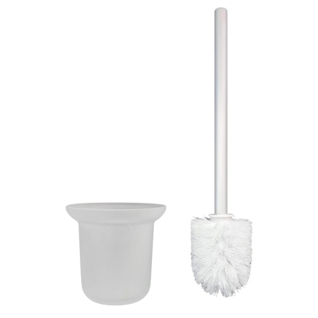 Schowek na szczotkę WC Balneo Wall Box Brush S White Glass lewy do wbudowania w ścianę ze stali nierdzewnej
