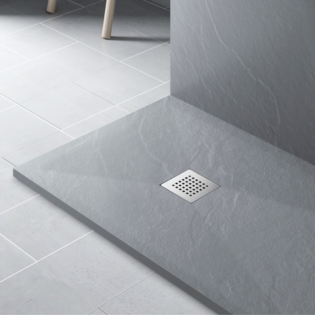 Komposit-Duschwanne Balneo Stone Tray 110 x 90 x 2,5 cm hellgrau flach rechteckig