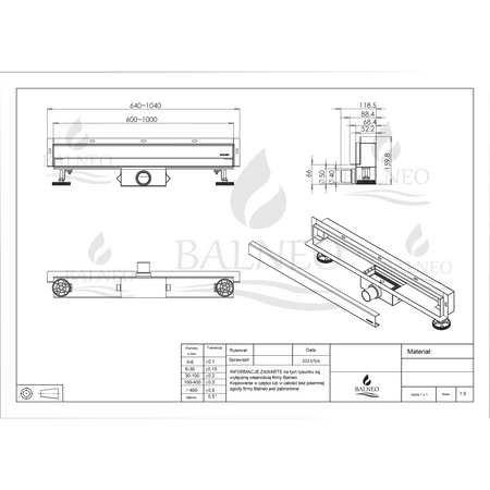 Balneo W-Drain NEXT 2in1 Linien-Wandablauf 90 cm Edelstahl doppelseitig
