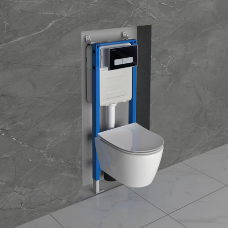 Balneo Vorwand-WC-Set Fix-Frame Narrow mit weißer WC-Schüssel Luxa Tornado