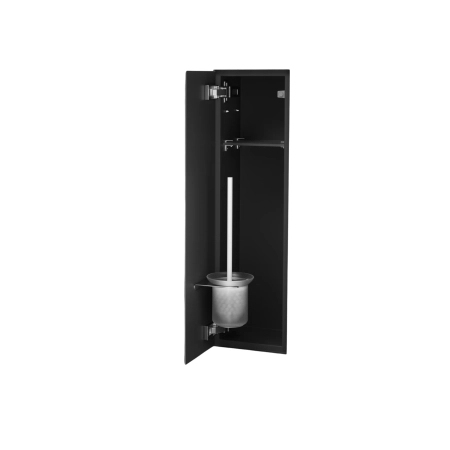 Schowek na szczotkę WC Balneo Wall Box Brush L Black Glass lewy do wbudowania w ścianę ze stali nierdzewnej