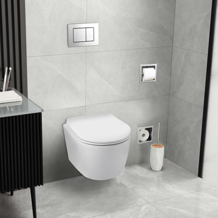Wand-WC Balneo Luxa Tornado weiß spülrandlos mit Absenkautomatik-Sitz aus Duroplast