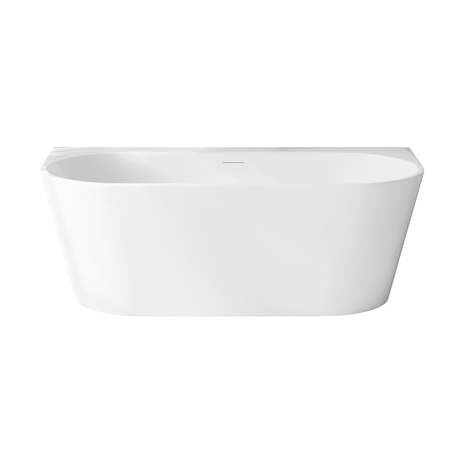 Freistehende Badewanne wandmontiert Balneo VIVA PLUS NO RIM 170 x 80 cm weiß Acryl mit Rahmen aus Edelstahl und 6 Stabilisierungsfüßen, mit Überlauf und weißem Stopfen