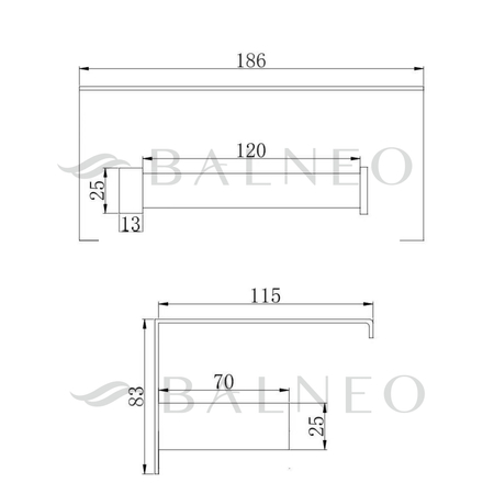 Papierhalter mit Telefonablage Balneo Qube gun metal