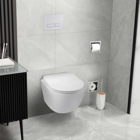 Balneo Unterputz-WC-Set, Fix-Frame Standard-Rahmen mit weißer Luna-WC-Schüssel und einer Taste zur Auswahl zwischen LXO und EXO
