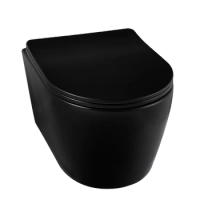 Balneo Luxa Wand-WC rimless schwarz ohne Spülrand mit Softclose-Absenkautomatik-Sitz aus Duroplast