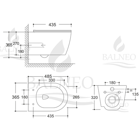 Balneo Vorwand-WC-Set Fix-Frame Slim Next mit weißer WC-Schüssel Luxa Tornado