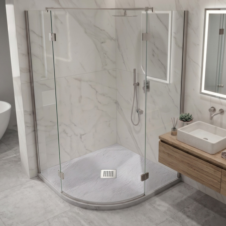 Verbundduschwanne Balneo Stone Tray 90 x 90 x 2,5 cm hellgrau flach halbrund