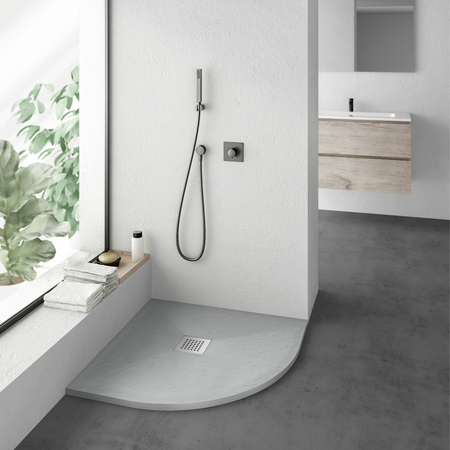 Verbundduschwanne Balneo Stone Tray 90 x 90 x 2,5 cm hellgrau flach halbrund