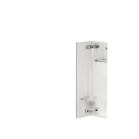 Schowek na szczotkę WC Balneo Wall Box Brush L White Glass lewy do wbudowania w ścianę ze stali nierdzewnej